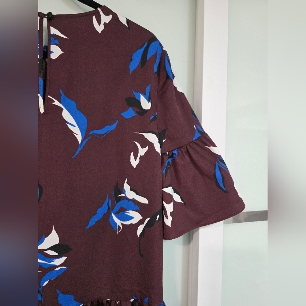 Halogen Floral Ruffle Sleeve Top - Multicolor - Picture 15 of 16